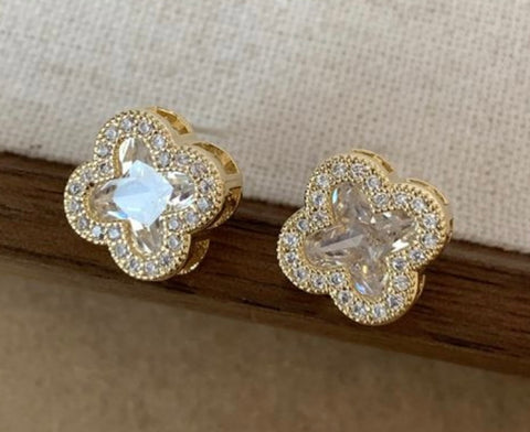 Diamanté Clover Earrings