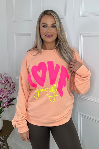 Peach LOVE YOURSELF Oversized Sweatshirt