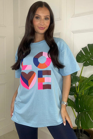Blue LOVE Oversized T Shirt