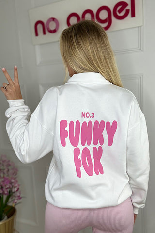 Funky Fox White & Pink Zip Sweatshirt