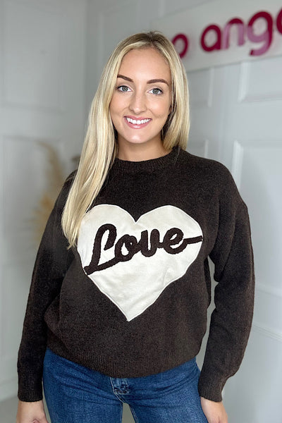 Love Heart Jumper In Chocolate