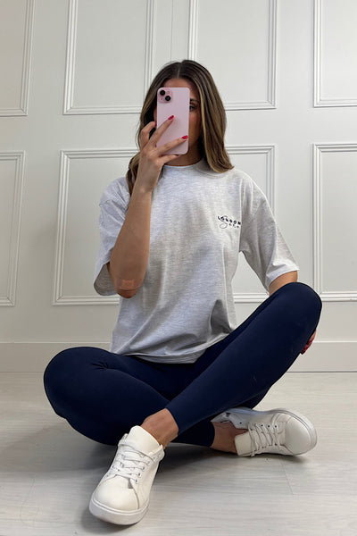 London Soho Oversized T-Shirt In Marl Grey And Navy