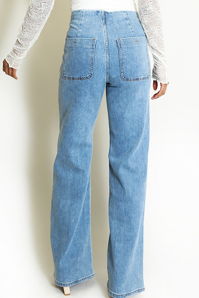 Abi Gold Button Straight Leg Jeans