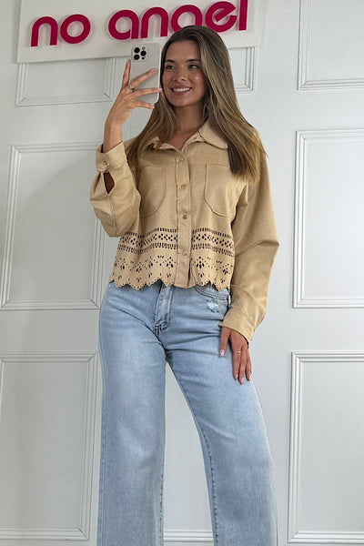 Suedette Laser Cut Out Shacket