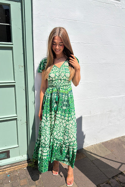 Nancy Angel Sleeve Midi Dress