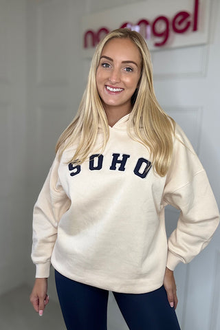 SOHO Slogan Hoodie In Cream