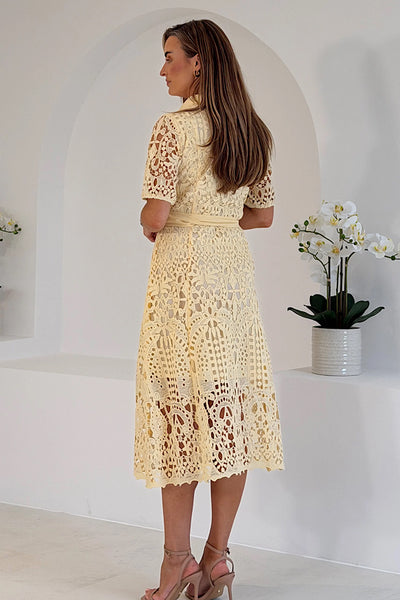 Macey Meadow Short sleeve midi dress Yellow