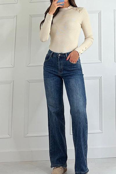 Oatmeal Jumper With Gold Military Buttons