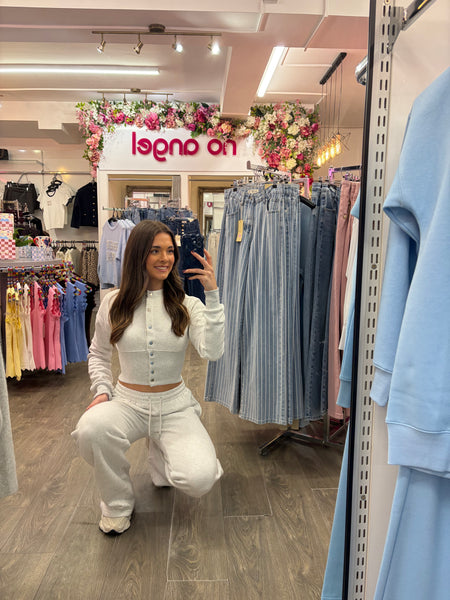 Alicia Bleach Grey Popper Top And Jogger Co-ord