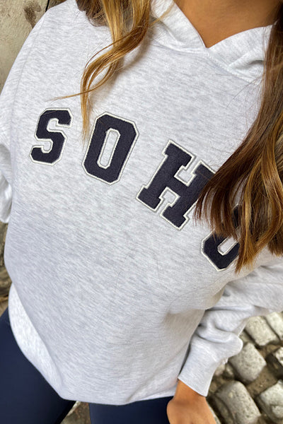 SOHO Slogan Hoodie In Marl Grey