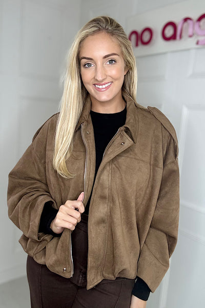 Megan Faux Suede Jacket In Camel