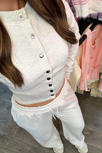 Alicia Bleach Grey Popper Top And Jogger Co-ord