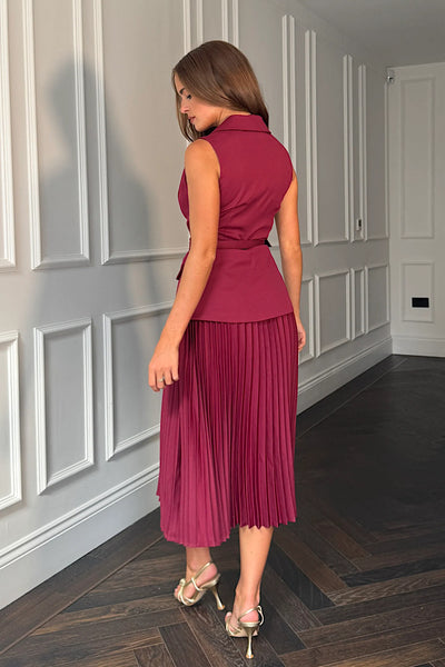 Agatha Pleated Skirt With Waistcoat Midi Dress