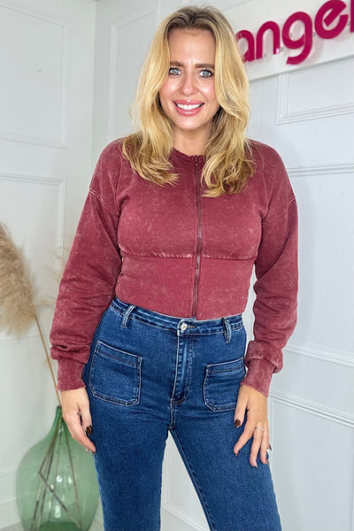 Maddie Stretch Patch Pocket Wide Leg Jeans In Dark Blue Wash Denim