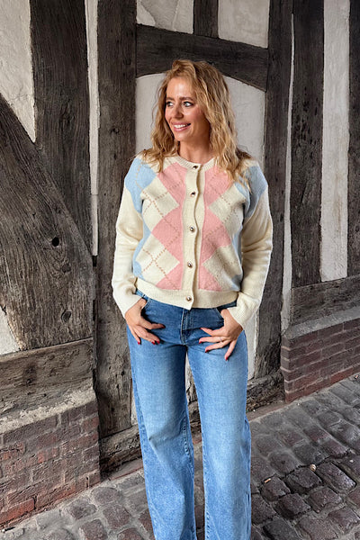 Enya Argyle Soft Knit Cardigan