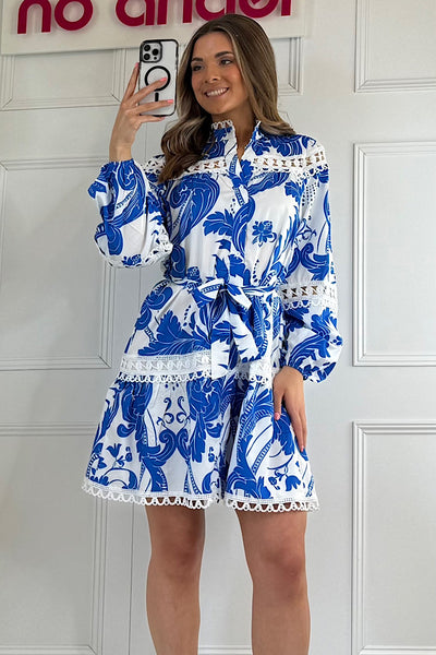 Positano Blue & White Dress