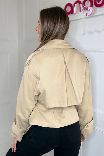 Cream Button Up Trench Jacket