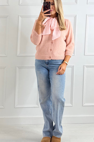 Bettie Bow Cardigan In Pink