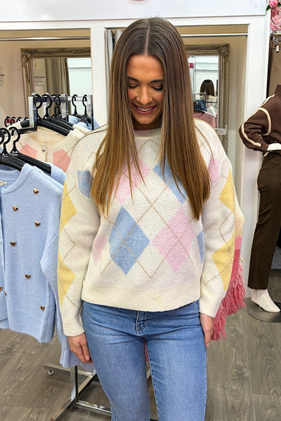 Amelia Pastel Argyle Jumper