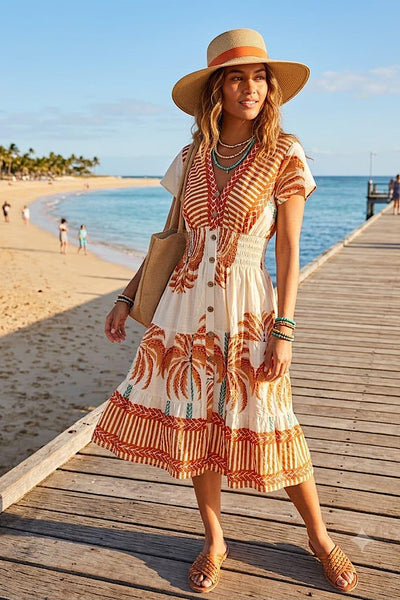 Freya Palm Tree Printed Dress (4 Colours)