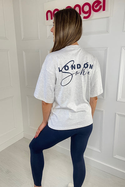 London Soho Oversized T-Shirt In Marl Grey And Navy