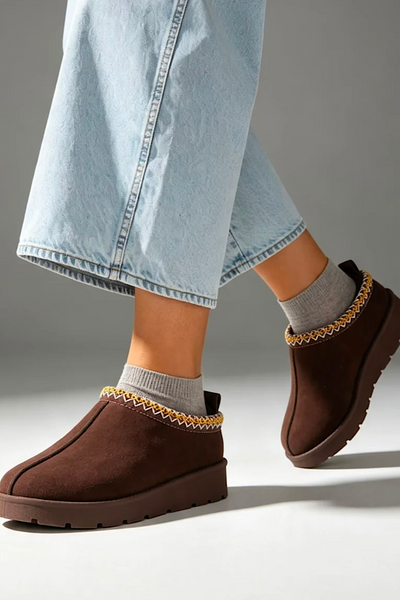 Tazmin Fur Lined Slippers In Chocolate