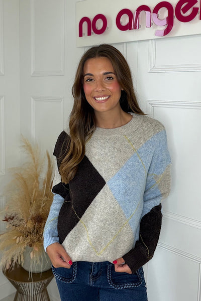Dolly Argyle Jumper With Blue