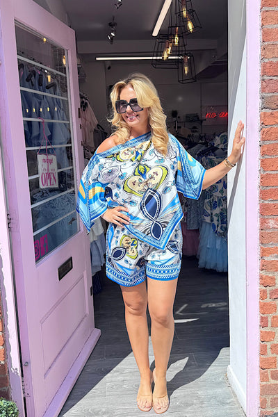 Sorrento Satin Co-ord Set In Blue