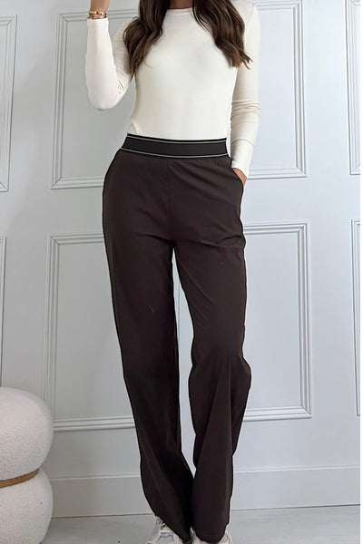 Banded Waist Trousers In Chocolate
