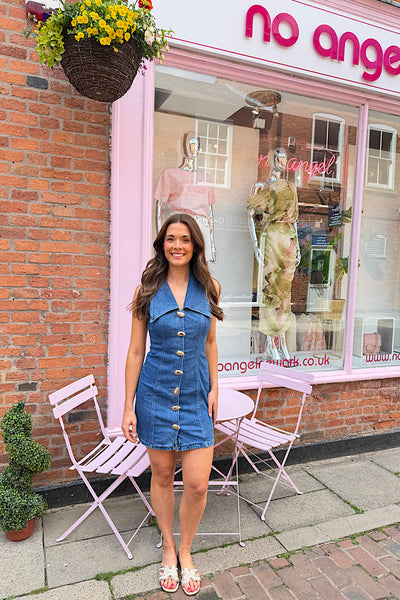 Danni Denim Dress With Gold Buttons