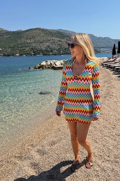 Isla Rainbow Zigzag Kaftan Dress