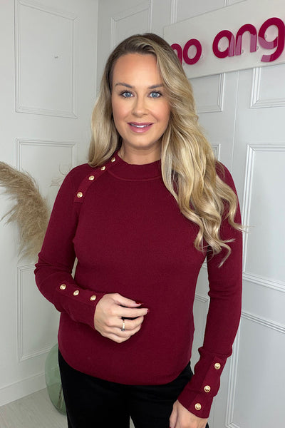 Berry Jumper With Gold Military Buttons