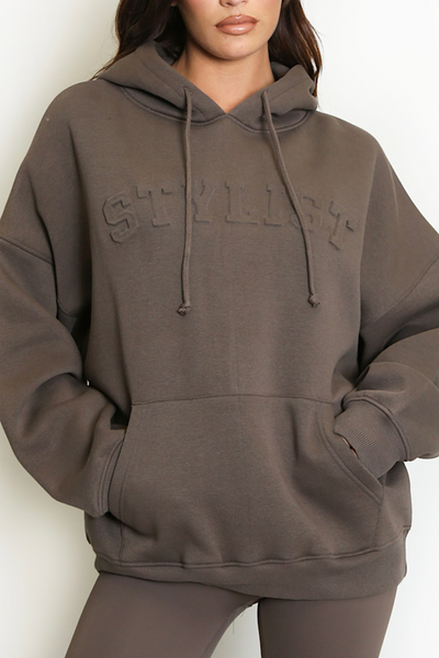 Chocolate Stylist Slogan Oversized Hoodie