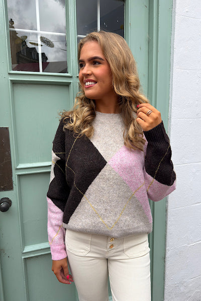 Dolly Argyle Jumper With Pink
