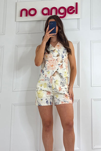 Olivia Printed Waistcoat And Short Co-ord