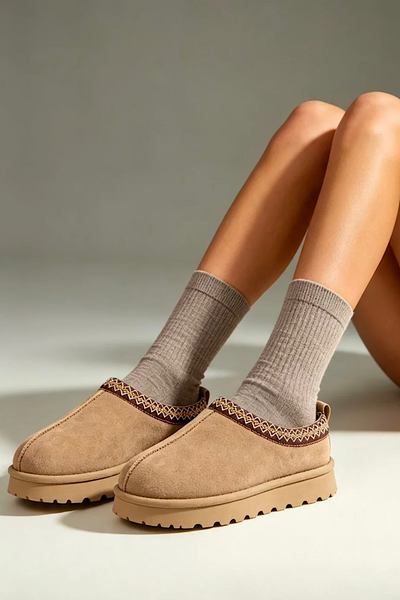 Tazmin Fur Lined Slippers In Taupe