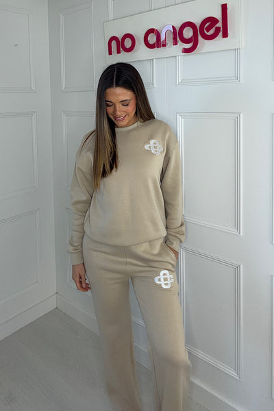 Kylie Cream Co-ord Set With Motif