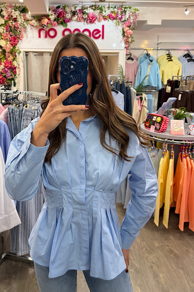 Paige Pleated Waist Shirt In Blue