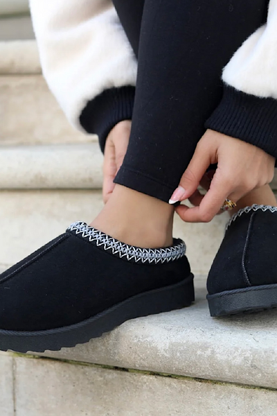 Tazmin Fur Lined Slippers In Black