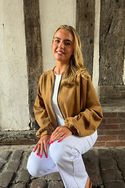Nancy Suedette Jacket In Tan