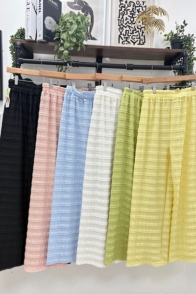 Cleo Textured Wide Leg Trousers ( 6 Colours)