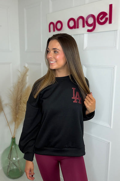 LA Slogan Back Sweatshirt In Black