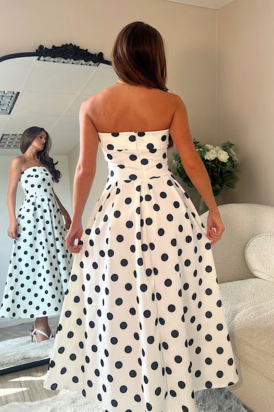 Danni Bandeau Polka Dot Midi Dress