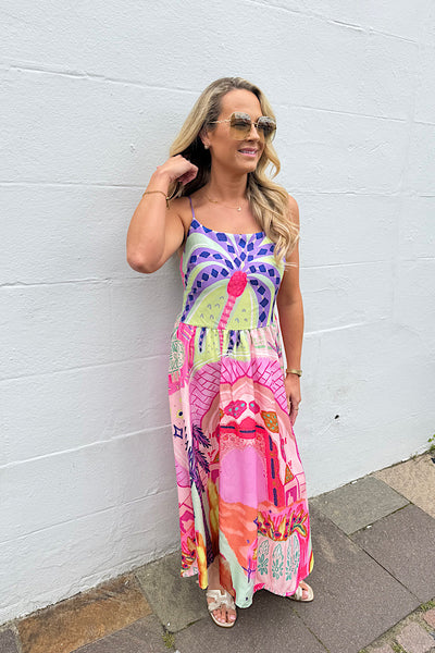Palm Cami Midi Dress
