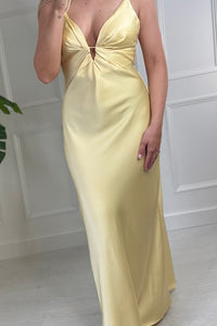 Lemon Satin Maxi Dress