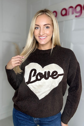 Love Heart Jumper In Chocolate