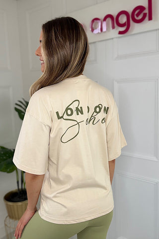 London Soho T-Shirt In Cream & Sage Green