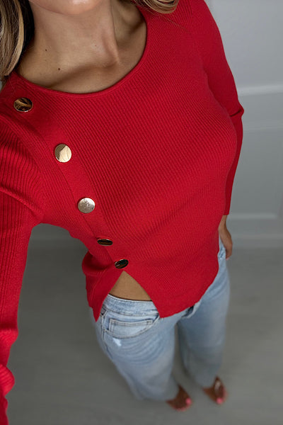 Amelia Ribbed Knit In Red