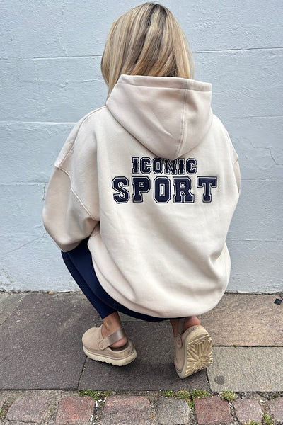 Iconic Hoodie In Cream And Navy