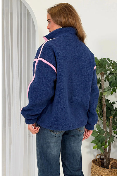 Mimi Contrast 3/4 Zip Fleece Navy